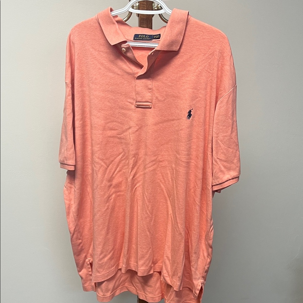Polo by Ralph Lauren Men's Coral Polo Shirt with Navy Logo